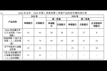 批签发情况（2020年01号）